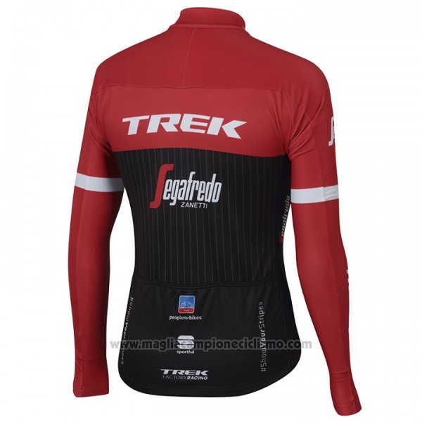 2017 Abbigliamento Ciclismo Trek Segafredo Rosso e Nero Manica Lunga e Salopette